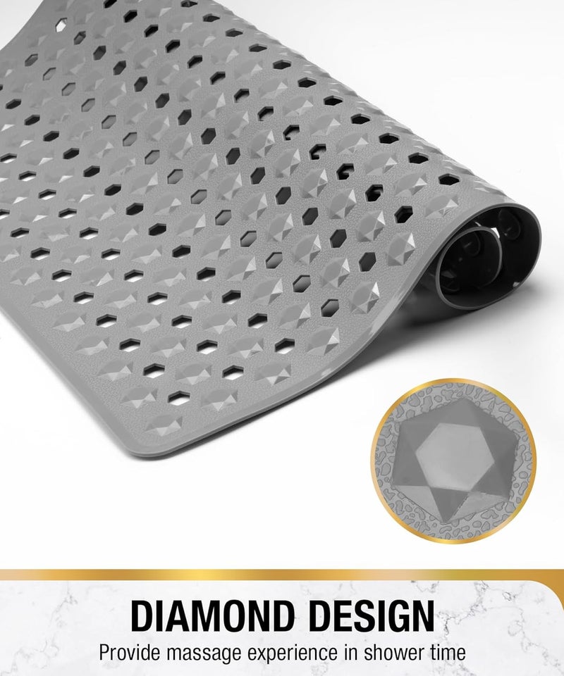HITSLAM Shower Mat Anti Slip, Square Bath Mat for Tub Non Slip with Suction Cups and Drain Holes, 21x21 Inch Bathroom Shower Stall Floor Mat, Machine Washable, Soft on Feet, Grey - Image 5